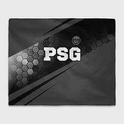 Плед флисовый PSG sport на темном фоне: символ сверху, цвет: 3D-велсофт