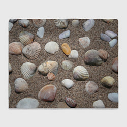 Плед флисовый Композиция из ракушек на песке, цвет: 3D-велсофт
