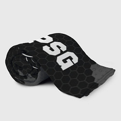 Плед флисовый PSG sport на темном фоне: надпись и символ, цвет: 3D-велсофт — фото 2