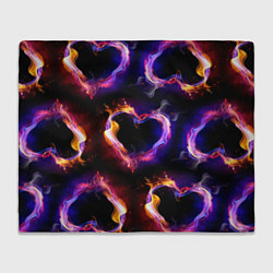 Плед флисовый Пламенное сердце - паттерн, цвет: 3D-велсофт