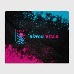 Плед флисовый Aston Villa - neon gradient: надпись и символ, цвет: 3D-велсофт