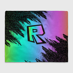Плед флисовый Roblox neon logo, цвет: 3D-велсофт