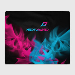 Плед флисовый Need for Speed - neon gradient: символ сверху, цвет: 3D-велсофт