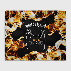 Плед флисовый Motorhead рок кот и огонь, цвет: 3D-велсофт