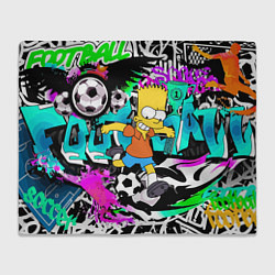 Плед флисовый Барт Симпсон - центр-форвард на фоне граффити, цвет: 3D-велсофт