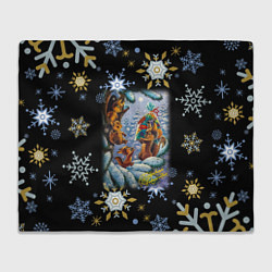 Плед Новый год белка с бельчатами