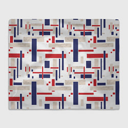 Плед флисовый Геометрический узор Орион красно-синий на белом, цвет: 3D-велсофт