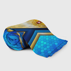 Плед флисовый Золотой герб России на синем объемном фоне, цвет: 3D-велсофт — фото 2