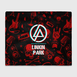 Плед флисовый Linkin Park rock glitch, цвет: 3D-велсофт