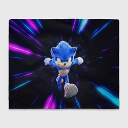 Плед флисовый Sonic running, цвет: 3D-велсофт
