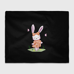 Плед флисовый Крольчонок С Бантиком На Чёрном Фоне, цвет: 3D-велсофт