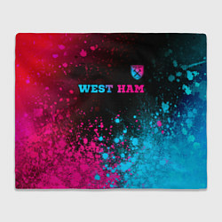 Плед флисовый West Ham - neon gradient: символ сверху, цвет: 3D-велсофт