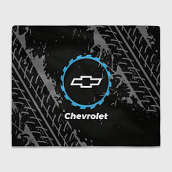 Плед флисовый Chevrolet в стиле Top Gear со следами шин на фоне, цвет: 3D-велсофт