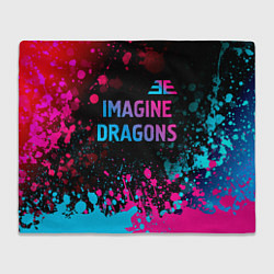 Плед флисовый Imagine Dragons - neon gradient: символ сверху, цвет: 3D-велсофт