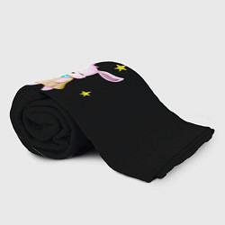 Плед флисовый Крольчонок танцует со звёздами на чёрном фоне, цвет: 3D-велсофт — фото 2