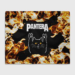 Плед флисовый Pantera рок кот и огонь, цвет: 3D-велсофт