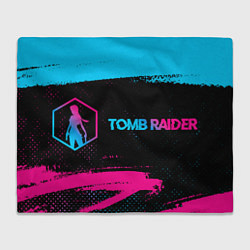 Плед флисовый Tomb Raider - neon gradient: надпись и символ, цвет: 3D-велсофт