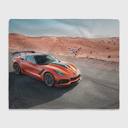 Плед флисовый Chevrolet Corvette - Motorsport - Desert, цвет: 3D-велсофт