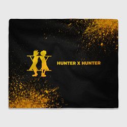 Плед флисовый Hunter x Hunter - gold gradient: надпись и символ, цвет: 3D-велсофт
