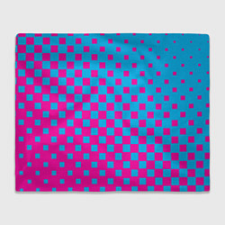 Плед флисовый Фиолетовые и синие квадратики, цвет: 3D-велсофт
