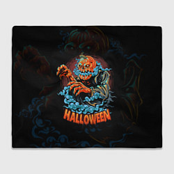 Плед флисовый Жуткий Хэллоуин Halloween, цвет: 3D-велсофт