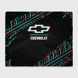 Плед флисовый Значок Chevrolet в стиле glitch на темном фоне, цвет: 3D-велсофт
