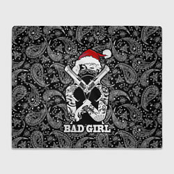 Плед флисовый Bad girl with guns in a bandana, цвет: 3D-велсофт