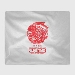 Плед флисовый Happy chinese New Year, 2023 year of the rabbit, цвет: 3D-велсофт