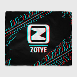 Плед флисовый Значок Zotye в стиле glitch на темном фоне, цвет: 3D-велсофт