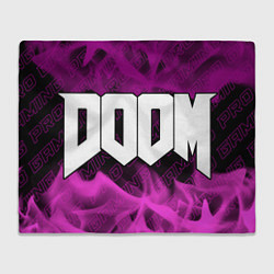 Плед флисовый Doom pro gaming: надпись и символ, цвет: 3D-велсофт