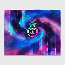 Плед флисовый Real Madrid неоновый космос, цвет: 3D-велсофт