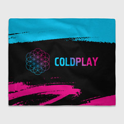 Плед флисовый Coldplay - neon gradient: надпись и символ, цвет: 3D-велсофт