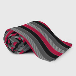 Плед флисовый Красно-черный полосатый современный узор, цвет: 3D-велсофт — фото 2