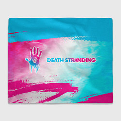 Плед флисовый Death Stranding neon gradient style: надпись и сим, цвет: 3D-велсофт
