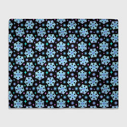 Плед флисовый Яркие зимние снежинки с цветными звездами, цвет: 3D-велсофт