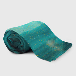 Плед флисовый Сине-зелёный туман и мазки красок, цвет: 3D-велсофт — фото 2