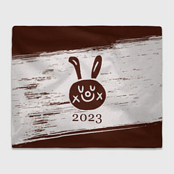 Плед флисовый Кролик 2023 рисованный на светлом, цвет: 3D-велсофт