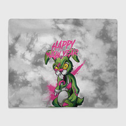 Плед флисовый Zombie rabbit Happy new year, цвет: 3D-велсофт