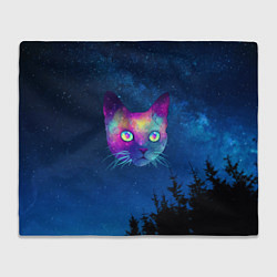 Плед флисовый Планета кошачья голова, цвет: 3D-велсофт
