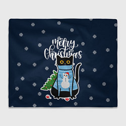 Плед флисовый Котик: merry christmas, цвет: 3D-велсофт