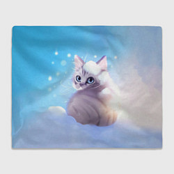 Плед флисовый Заснеженный котик, цвет: 3D-велсофт
