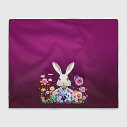 Плед флисовый Кролик на винном фоне, цвет: 3D-велсофт