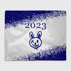 Плед флисовый Кролик 2023 в стиле граффити на светлом, цвет: 3D-велсофт