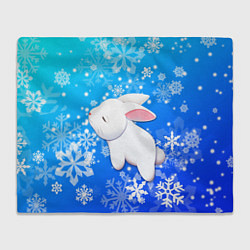 Плед флисовый Милый кролик в снежинках, цвет: 3D-велсофт