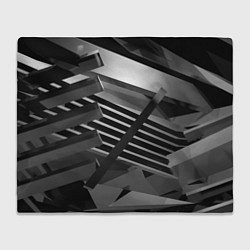 Плед флисовый Жёсткий абстрактный серый и тёмно-серый металл, цвет: 3D-велсофт