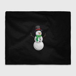 Плед флисовый Новогодний снеговик с шарфом, цвет: 3D-велсофт