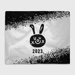 Плед флисовый 2023 Кролик рисованный на светлом, цвет: 3D-велсофт