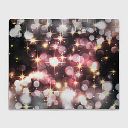 Плед флисовый Сияние розовых и золотых блесток на черном фоне, цвет: 3D-велсофт