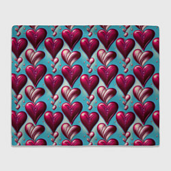 Плед флисовый Паттерн красные абстрактные сердца, цвет: 3D-велсофт