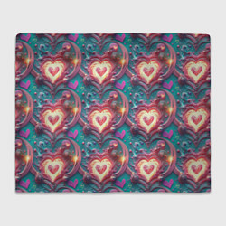 Плед флисовый Паттерн пылающие сердца, цвет: 3D-велсофт